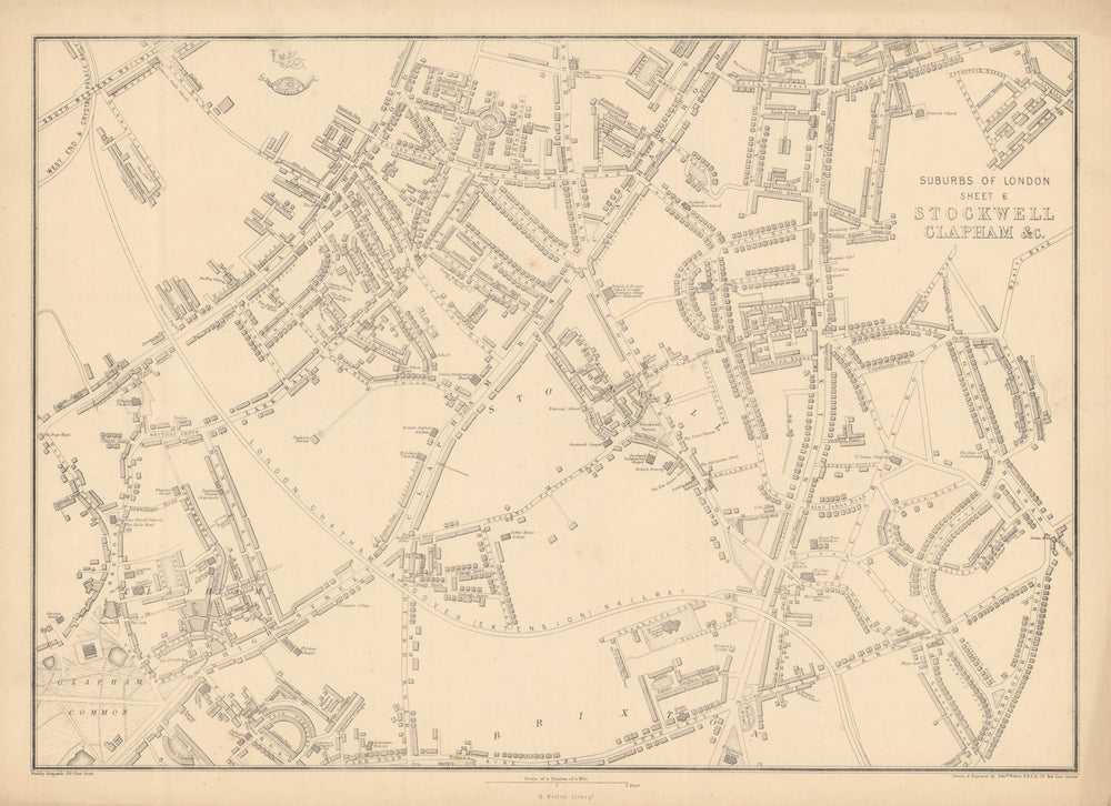 SOUTH LONDON. Stockwell Clapham North/Common Brixton Battersea. WELLER 1863 map