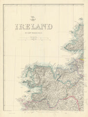 IRELAND NORTH WEST Mayo Sligo Donegal Connacht. WELLER. Dispatch atlas 1863 map