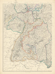 GERMANY SOUTH WEST. Baden Wurtemberg Palatinate Hesse. JW LOWRY 1863 old map