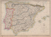 IBERIA. Shows early Spanish & Portuguese railways. WELLER. Dispatch 1863 map