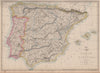 IBERIA. Shows early Spanish & Portuguese railways. WELLER. Dispatch 1863 map