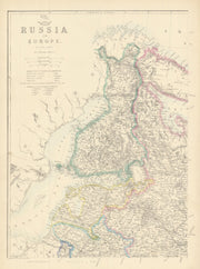 FINLAND/BALTICS. Esthonia Livonia Courland Latvia. St Petersburg.LOWRY 1863 map