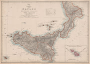 KINGDOM OF NAPLES/TWO SICILIES South. Sicily Malta Italy. DOWER 1863 old map