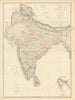INDIA British/protected/ind states.Completed & planned railways.WELLER 1863 map