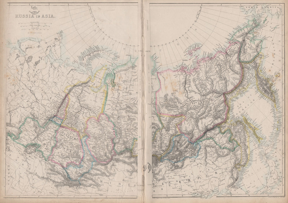SIBERIA. 'Russia In Asia'. Shows Okrugs Oblasts Krais Republics. LOWRY 1863 map