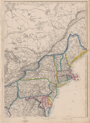 USA NORTH EAST. New England & Mid-Atlantic states. ETTLING 1863 old map