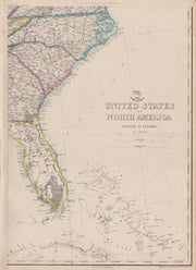 USA SOUTH EAST. Florida Georgia Carolina coast Bahamas. ETTLING 1863 old map