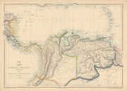 SOUTHERN CENTRAL AMERICA. Mosquito New Granada Venezuela. ETTLING 1863 old map