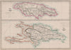 JAMAICA & HAITI. 'Hayti'. Caribbean West Indies. WELLER 1863 old antique map