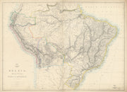 S AMERICA 'Brazil, Bolivia, Peru, & Ecuador' Bolivia w/ littoral.LOWRY 1863 map
