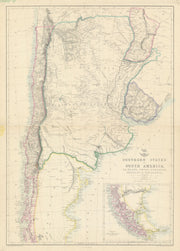SOUTH AMERICA. 'La Plata, Chili, Paraguay, Uruguay & Patagonia'. LOWRY 1863 map