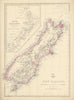'New Zealand Middle & South Islands'. Shows 1859 provinces. DOWER 1863 old map