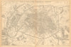 PLAN OF PARIS & SURROUNDING COMMUNES. Fortifications.  BR DAVIES 1863 old map