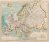 EUROPE Political map. Germany. Austria-Hungary. LETTS 1889 old antique
