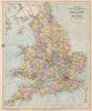 ENGLAND AND WALES. Canals Railways Lighthouses. LETTS 1889 old antique map