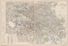 PARIS antique town city map plan. Omnibus routes. LARGE. LETTS 1889 old