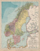 SCANDINAVIA Sweden Norway Denmark Baltic. Lighthouses. Glaciers. LETTS 1889 map