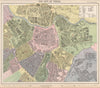 VIENNA WIEN antique town city map plan. Tramways in red. LETTS 1889 old