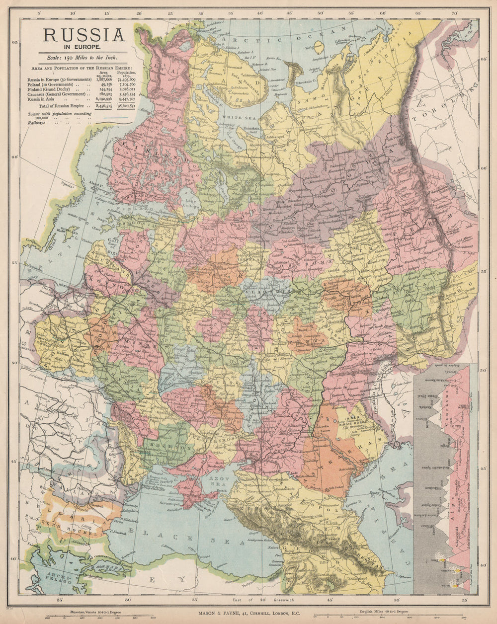 RUSSIA. Eastern Europe. Ukraine Belarus Baltics Finland Georgia. LETTS 1889 map