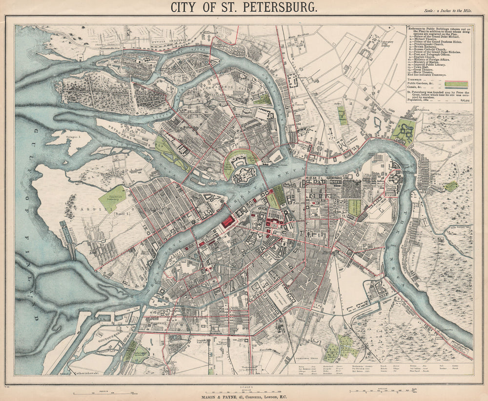 ST PETERSBURG Санкт-Петербург. Antique town city map plan. LETTS 1889 old
