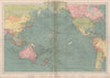 Pacific Ocean sea chart. Ports lighthouses mail routes dockyards LARGE 1918 map
