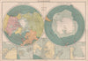 Polar Regions. Arctic/Antarctic sea chart. Steamer routes. LARGE 1918 old map