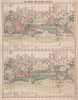 World ocean trade winds & sailing ship routes. Jan/Feb & July/Aug 1918 old map
