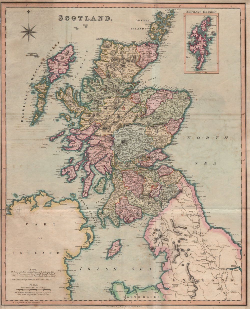 Antique map of Scotland by Henry Teesdale 1831 old plan chart