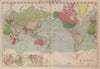 World Commercial Chart steamship routes Isoclinic Isogonic lines LARGE 1916 map