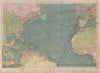 North Atlantic Ocean sea chart. Ports lighthouses mail routes. LARGE 1916 map