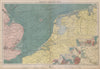 Southern North Sea ports chart. lighthouses mail routes. UK NL. LARGE 1916 map