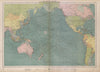 Pacific Ocean sea chart. Ports lighthouses mail routes dockyards LARGE 1916 map
