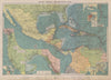Central America Caribbean Gulf of Mexico chart Ports lighthouses LARGE 1916 map