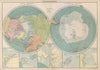 Polar Regions. Arctic/Antarctic sea chart. Steamer routes. LARGE 1916 old map