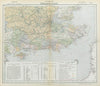 SE ENGLAND WATERSHEDS Lighthouses Lifeboat stations. Thames. LETTS 1883 map