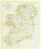IRELAND. Showing roads, railways, counties & provinces. LETTS 1883 old map