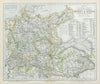 GERMANY & AUSTRIA-HUNGARY wine growing regions in green. LETTS 1883 old map