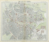 VIENNA WIEN antique town city map plan. Tramways in red. LETTS 1883 old