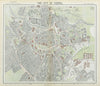 VIENNA WIEN antique town city map plan. Tramways in red. LETTS 1883 old