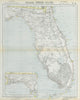 FLORIDA railroads lighthouses forts. Miami Tampa Fort Lauderdale. LETTS 1883 map