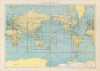 WORLD. Index Map To Charts. Large 50x70cm 1952 old vintage plan
