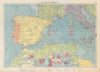 Western Mediterranean sea chart. Ports lighthouses mail routes. LARGE 1952 map