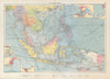 East Indies Ports sea chart. lighthouses mail routes. Indochina. LARGE 1952 map