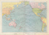 Pacific Ocean sea chart. Ports lighthouses mail routes dockyards LARGE 1952 map