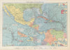 Central America Caribbean Gulf of Mexico chart Ports lighthouses LARGE 1952 map