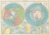 Polar Regions. Arctic/Antarctic sea chart. Steamer routes. LARGE 1959 old map
