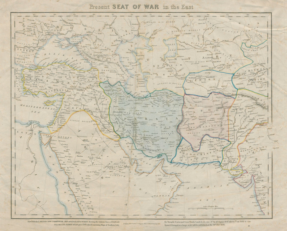 Present Seat of War in the East. Middle East. Debai (Dubai). BETTS 1838 map