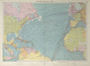 North Atlantic Ocean sea chart. Ports lighthouses mail routes. LARGE 1927 map