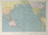 Pacific Ocean sea chart. Ports lighthouses mail routes dockyards LARGE 1927 map
