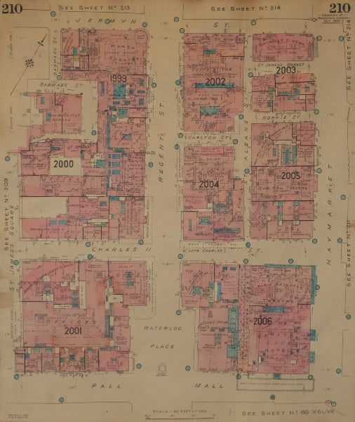 GOAD MAP.SW1.Regent St Charles II Pall Mall Jermyn Haymarket Waterloo Pl 1942